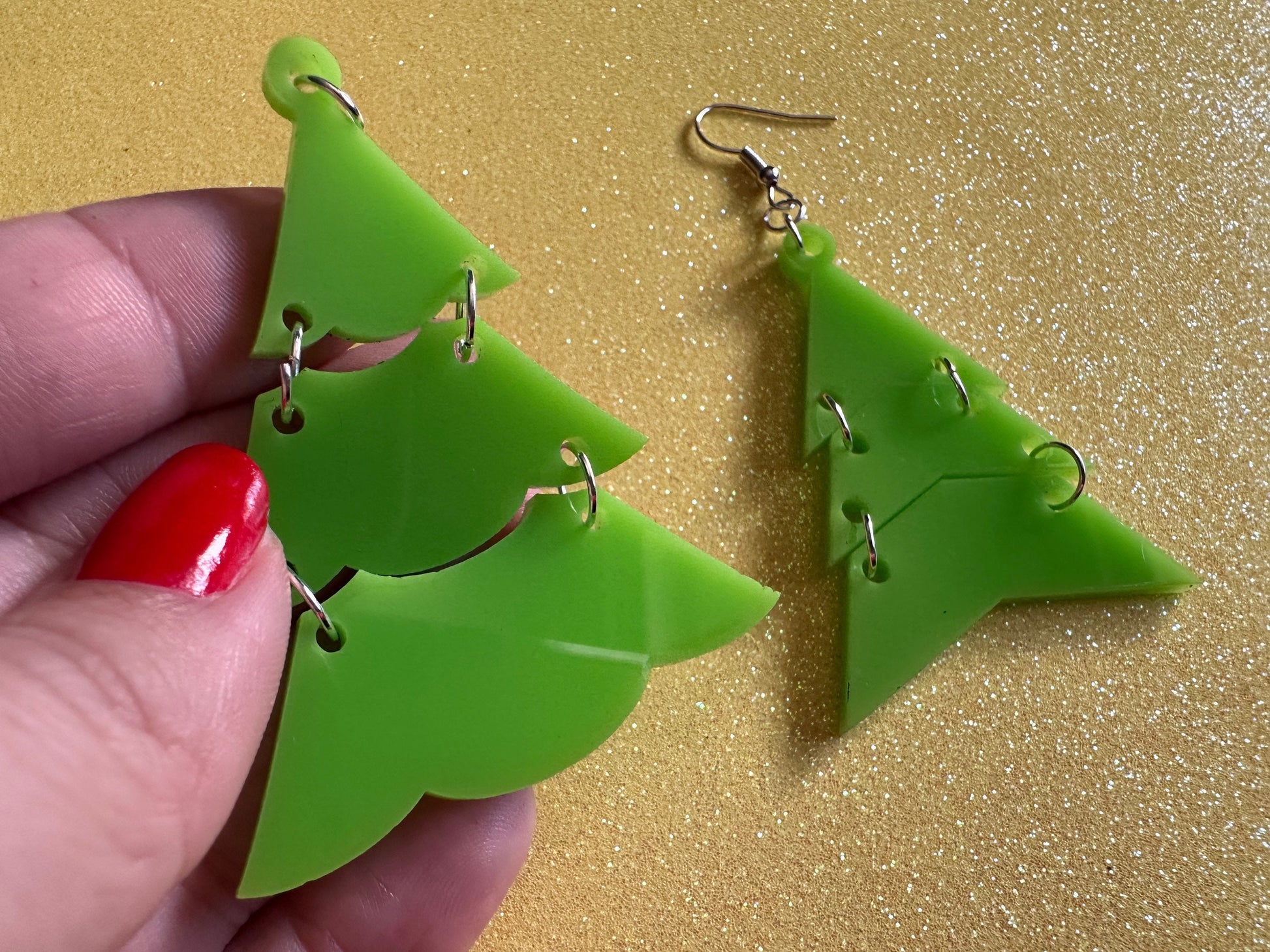 Christmas Tree Earrings: Laser Cut Acrylic Trees, Green Earrings, Xmas, X-mas, Winter, Best Gifts for Her/Him/Them