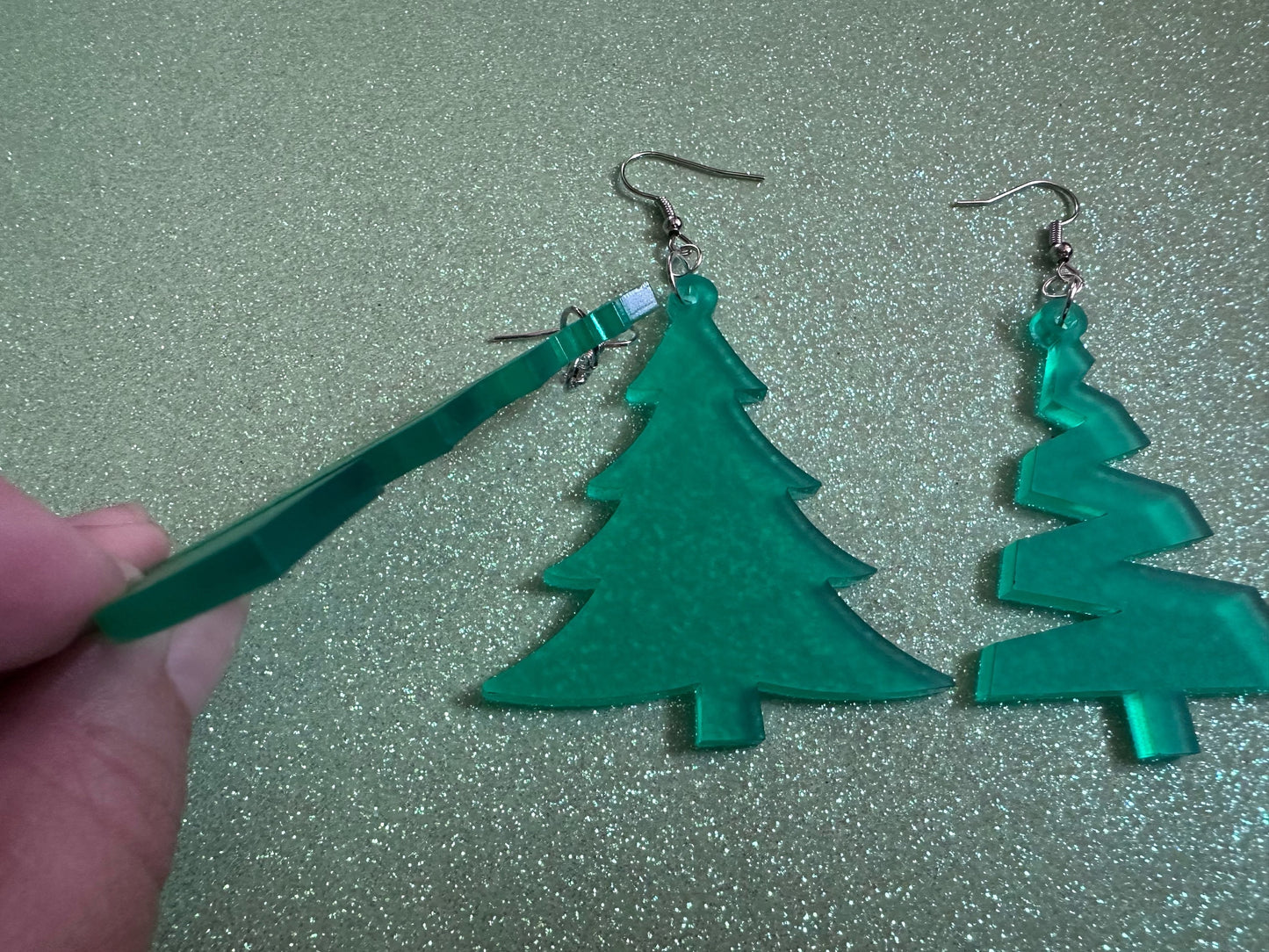 Christmas Tree Earrings: Laser Cut Acrylic Trees, Green Earrings, Xmas, X-mas, Winter, Best Gifts for Her/Him/Them
