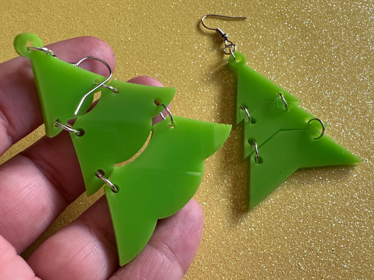 Christmas Tree Earrings: Laser Cut Acrylic Trees, Green Earrings, Xmas, X-mas, Winter, Best Gifts for Her/Him/Them