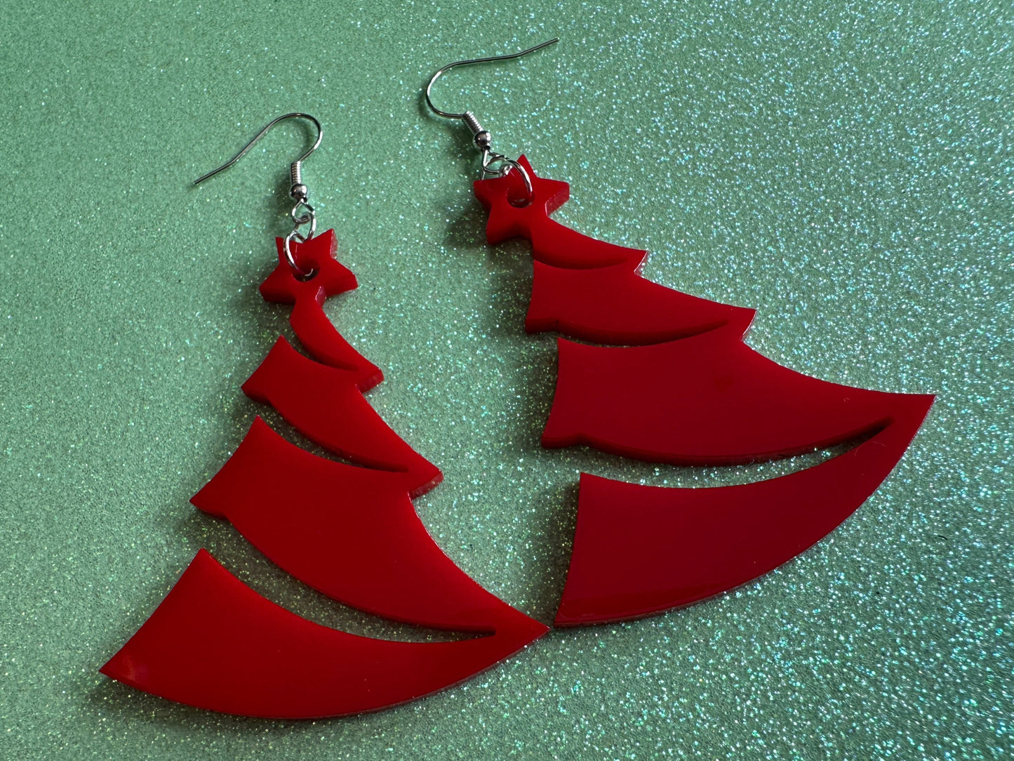 Christmas Tree Earrings: Laser Cut Acrylic Trees, Green Earrings, Xmas, X-mas, Winter, Best Gifts for Her/Him/Them
