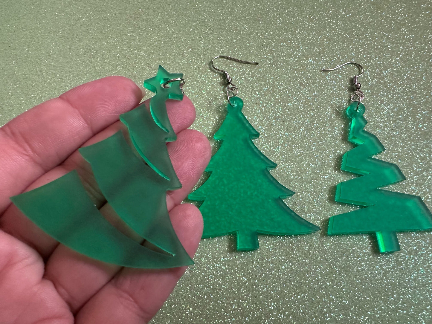 Christmas Tree Earrings: Laser Cut Acrylic Trees, Green Earrings, Xmas, X-mas, Winter, Best Gifts for Her/Him/Them
