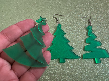 Christmas Tree Earrings: Laser Cut Acrylic Trees, Green Earrings, Xmas, X-mas, Winter, Best Gifts for Her/Him/Them