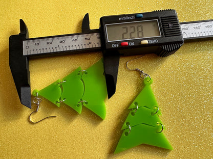 Christmas Tree Earrings: Laser Cut Acrylic Trees, Green Earrings, Xmas, X-mas, Winter, Best Gifts for Her/Him/Them
