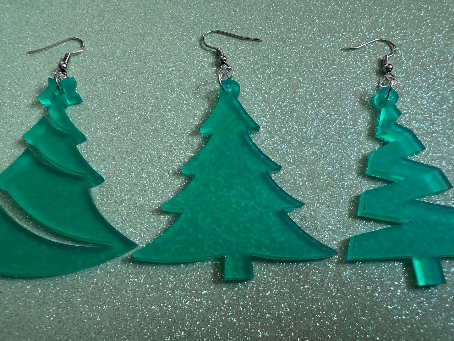 Christmas Tree Earrings: Laser Cut Acrylic Trees, Green Earrings, Xmas, X-mas, Winter, Best Gifts for Her/Him/Them