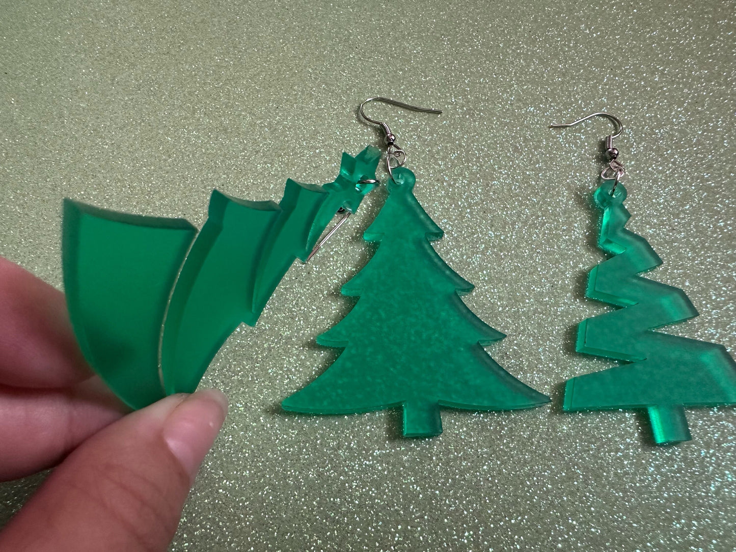Christmas Tree Earrings: Laser Cut Acrylic Trees, Green Earrings, Xmas, X-mas, Winter, Best Gifts for Her/Him/Them
