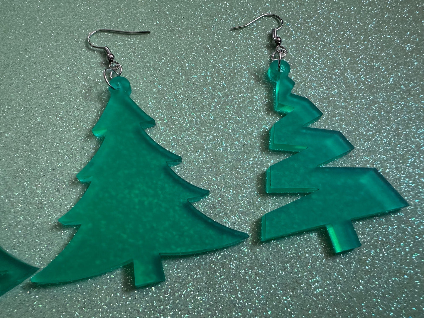 Christmas Tree Earrings: Laser Cut Acrylic Trees, Green Earrings, Xmas, X-mas, Winter, Best Gifts for Her/Him/Them