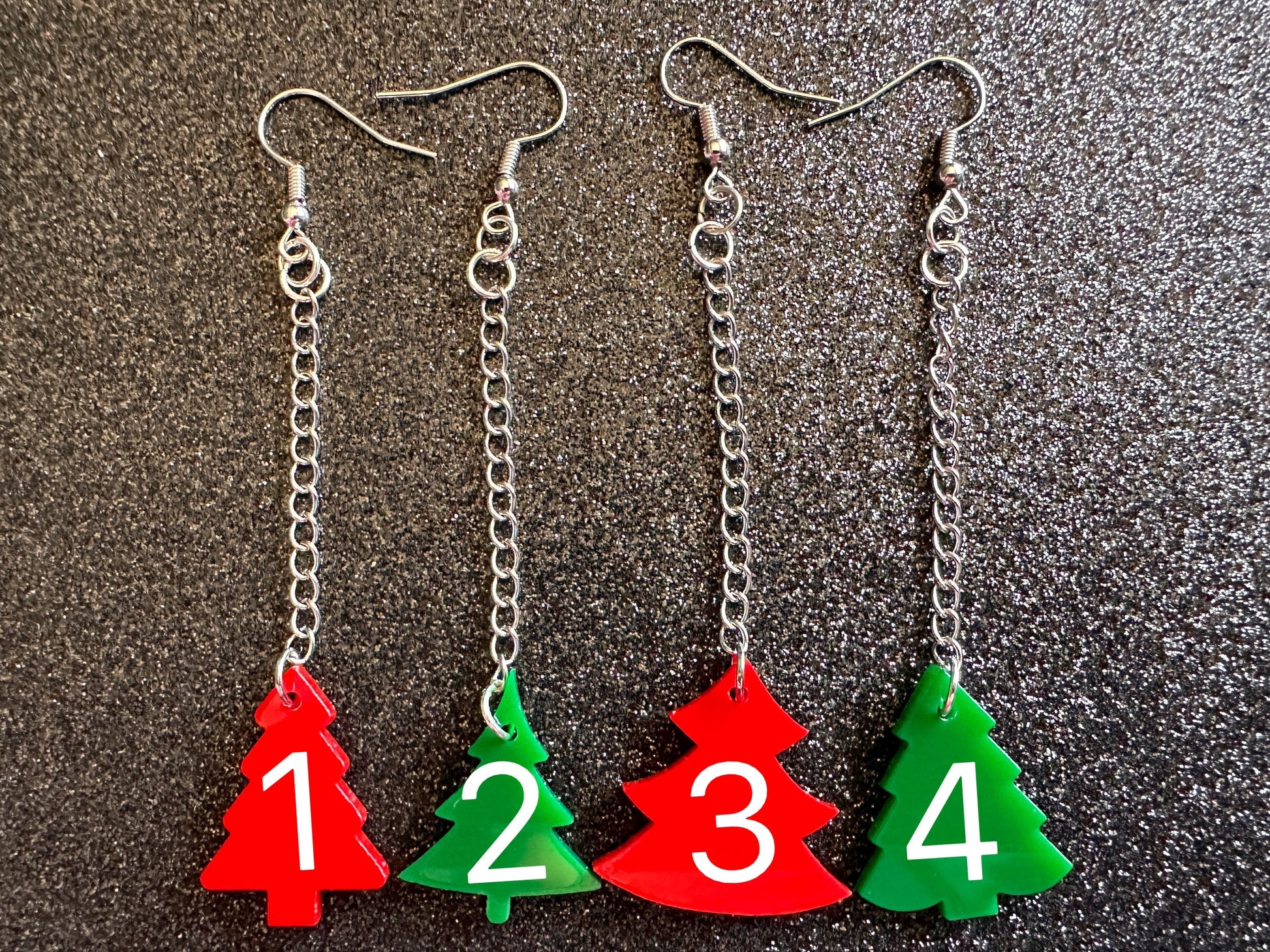 Christmas Tree Earrings: Laser Cut Acrylic Xmas Trees, Shiny, Sparkly, Green Earrings, Winter, Gifts for Her/Him/Them