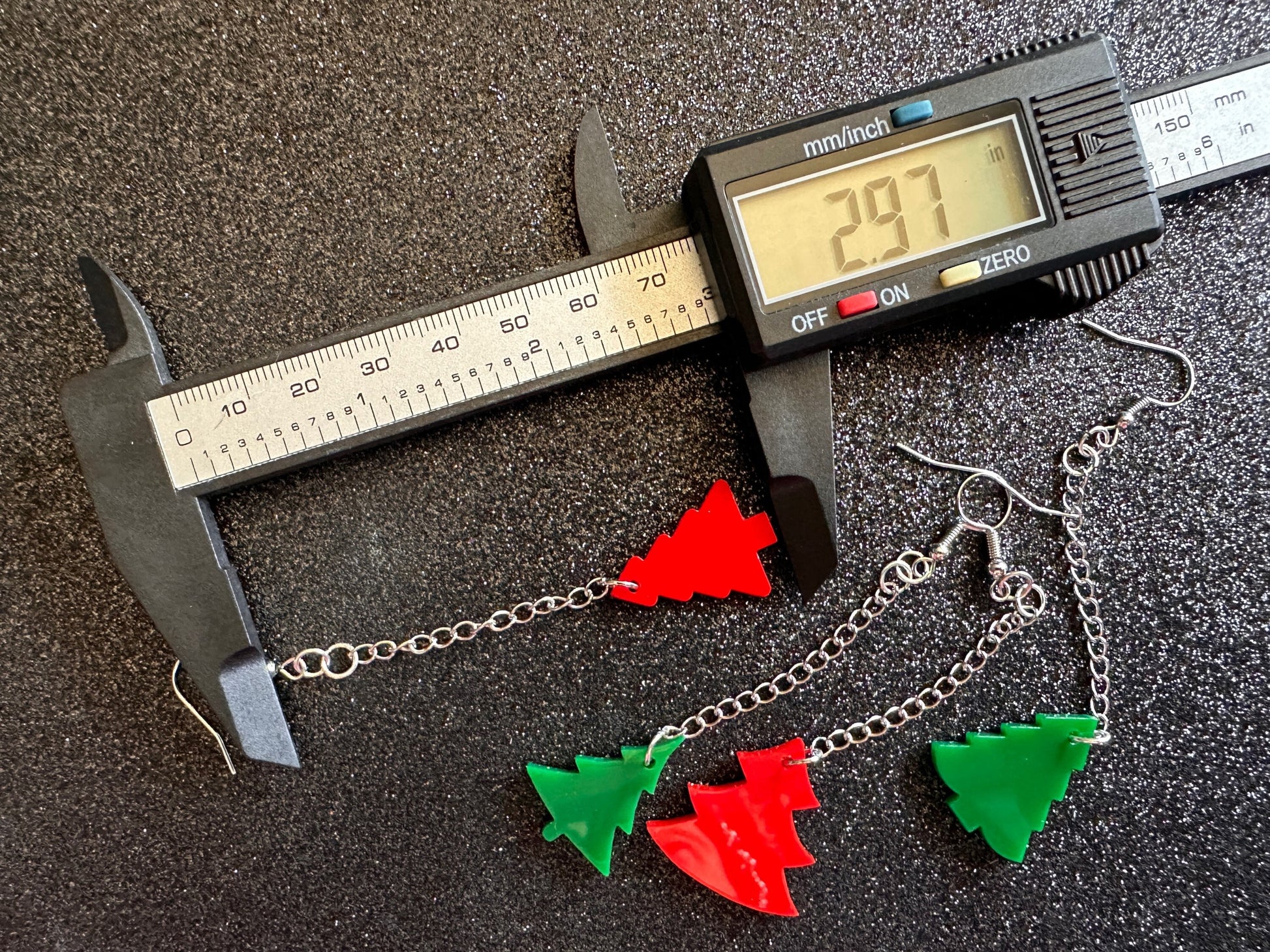 Christmas Tree Earrings: Laser Cut Acrylic Xmas Trees, Shiny, Sparkly, Green Earrings, Winter, Gifts for Her/Him/Them