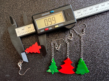 Christmas Tree Earrings: Laser Cut Acrylic Xmas Trees, Shiny, Sparkly, Green Earrings, Winter, Gifts for Her/Him/Them