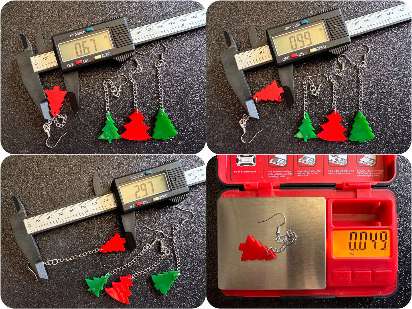 Christmas Tree Earrings: Laser Cut Acrylic Xmas Trees, Shiny, Sparkly, Green Earrings, Winter, Gifts for Her/Him/Them