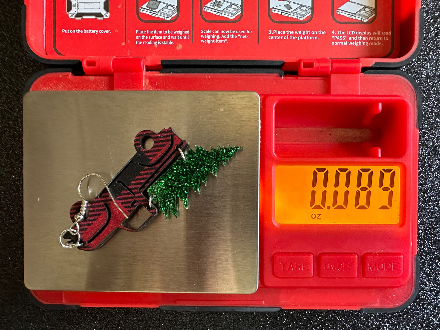 Christmas Truck Earrings: Laser Cut Acrylic Christmas Trees, Red Truck, X-mas, Xmas, Green Earrings, Winter, Best Gifts for Her/Him/Them