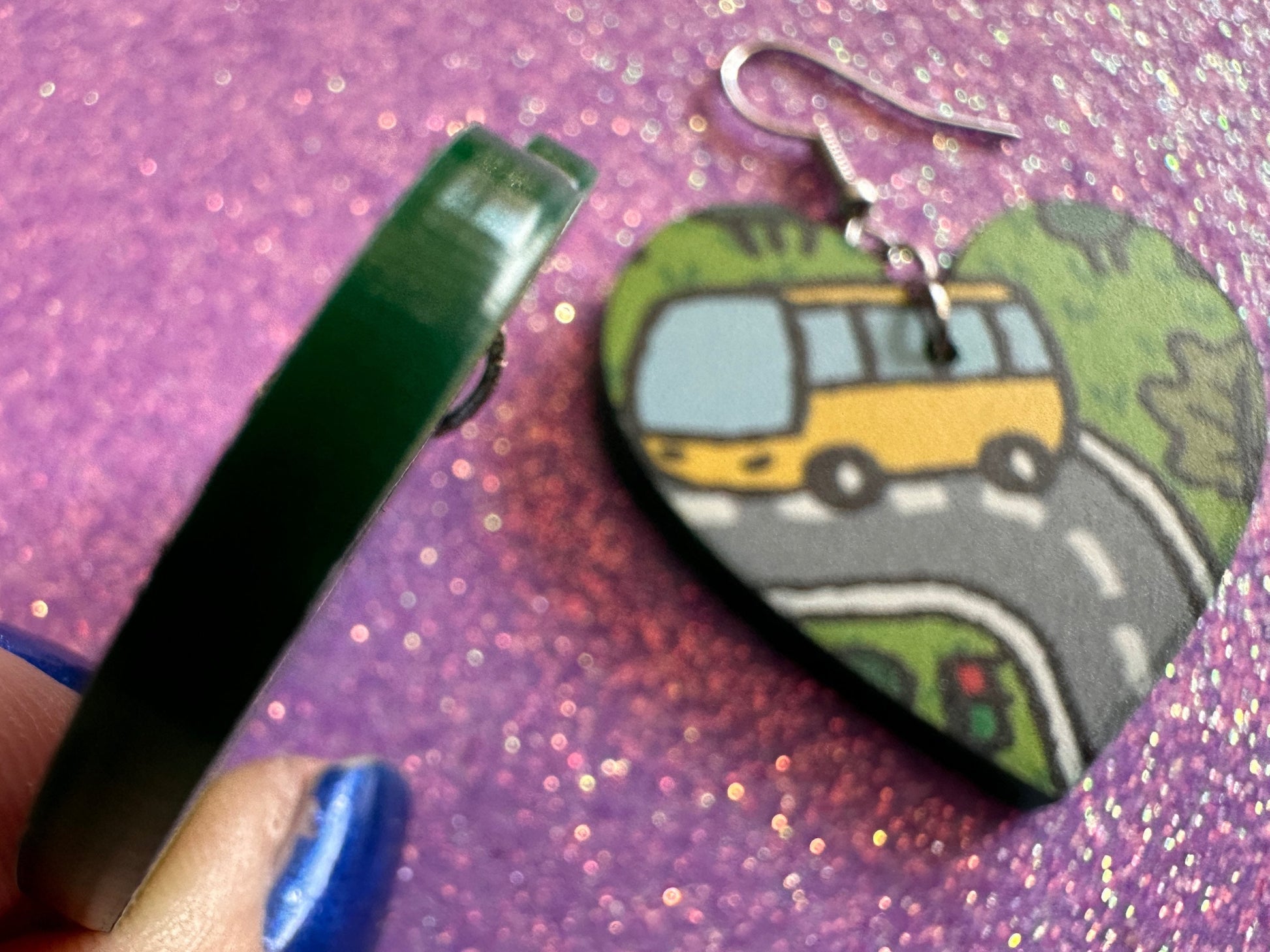 City Road Carpet Earrings: Laser Cut Acrylic Traffic Light, Car, Driving, Roads, Buildings, School Bus, Toy, Novelty, Gifts for Her/Him/Them