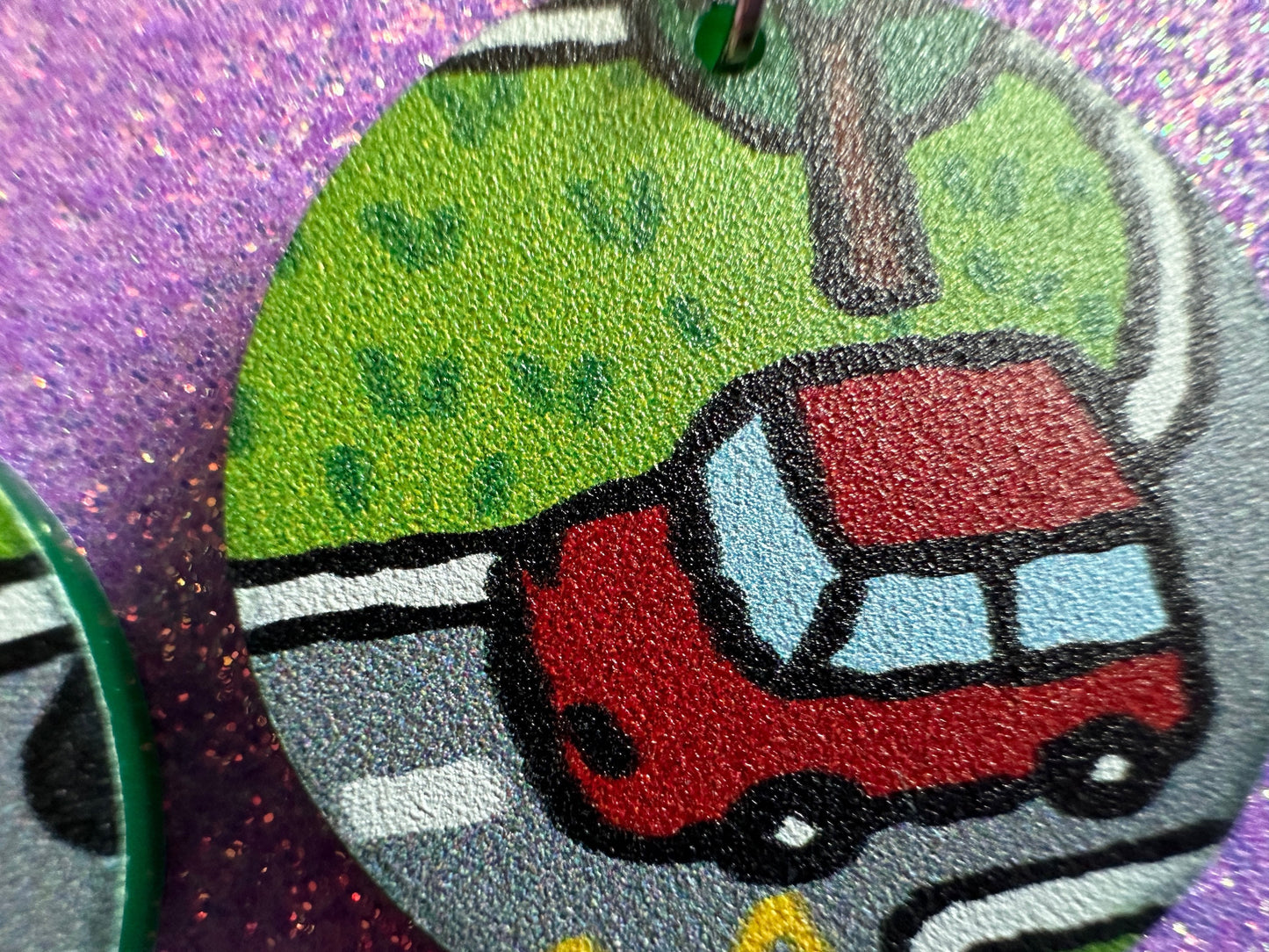 City Road Carpet Earrings: Laser Cut Acrylic Traffic Light, Car, Driving, Roads, Buildings, School Bus, Toy, Novelty, Gifts for Her/Him/Them
