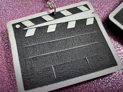 Clapper Board Earrings: Laser Cut Acrylic Video Director Earrings, Film, Video Camera, Movies, Cinema, Rolling, Best Gifts for Her/Him/Them