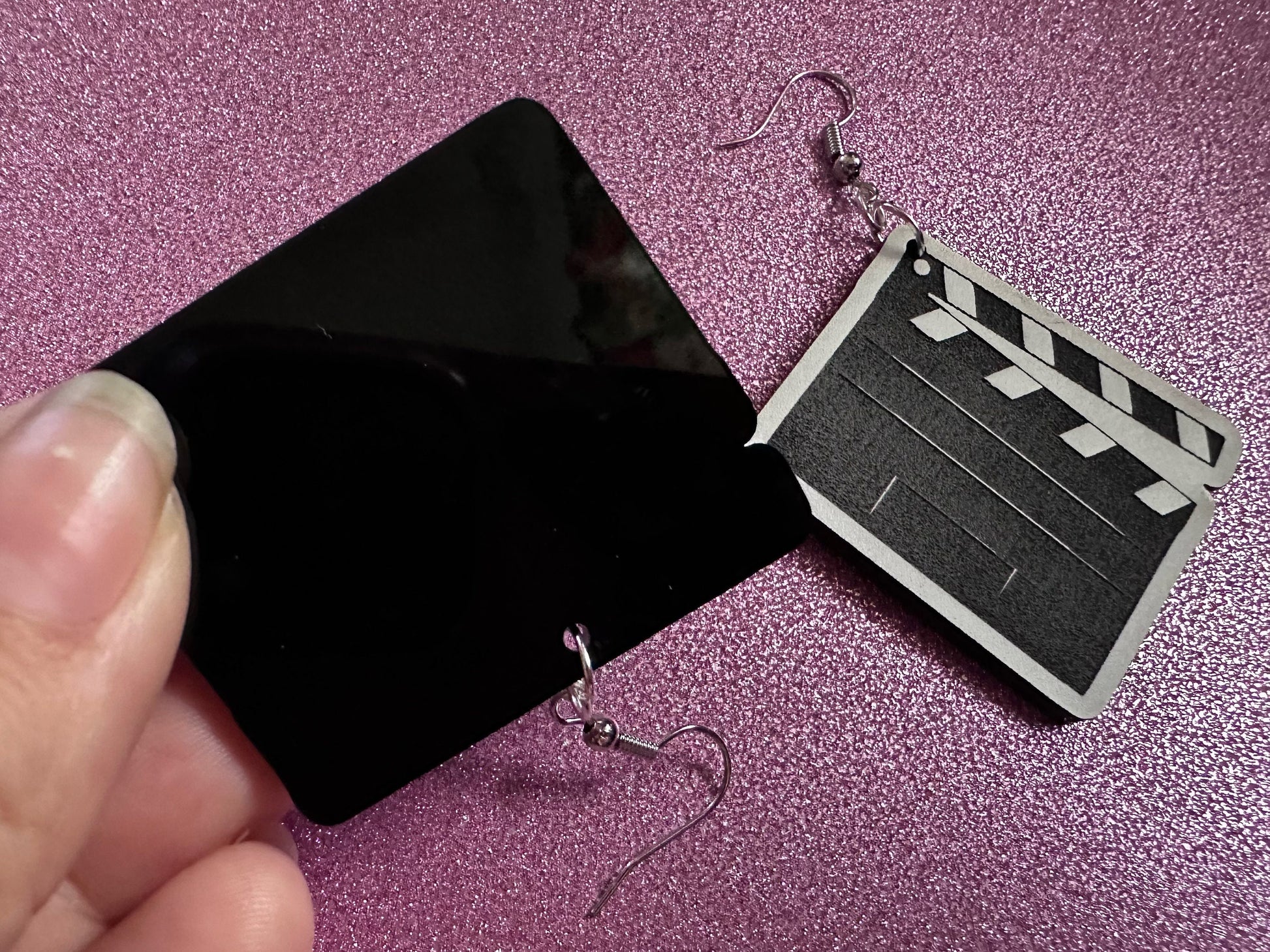 Clapper Board Earrings: Laser Cut Acrylic Video Director Earrings, Film, Video Camera, Movies, Cinema, Rolling, Best Gifts for Her/Him/Them