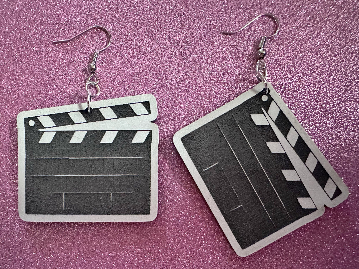Clapper Board Earrings: Laser Cut Acrylic Video Director Earrings, Film, Video Camera, Movies, Cinema, Rolling, Best Gifts for Her/Him/Them