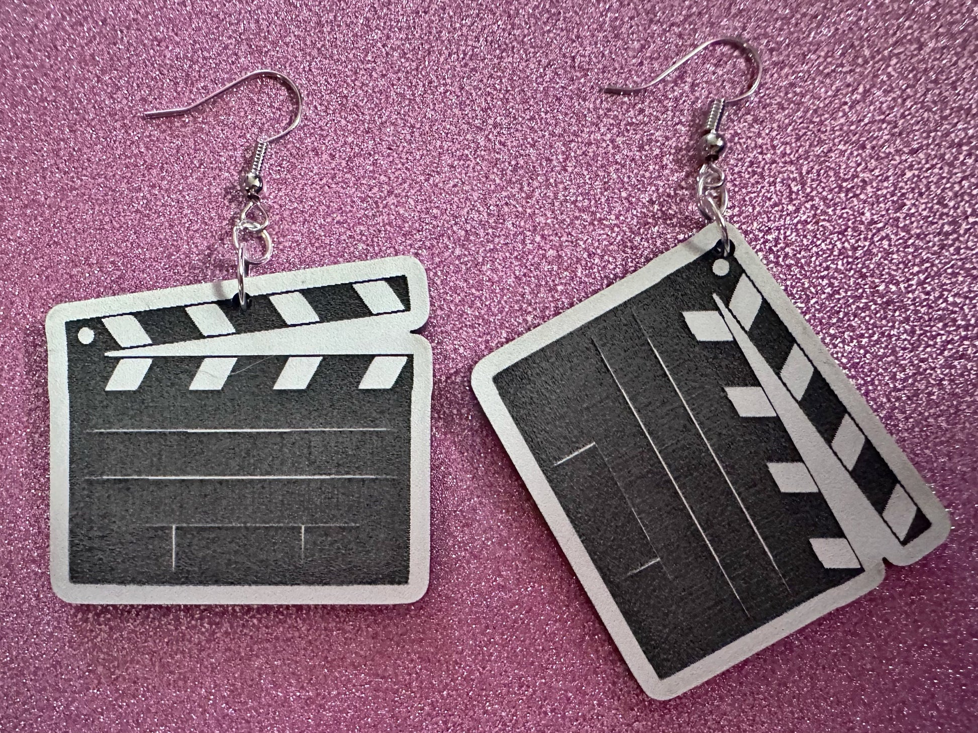 Clapper Board Earrings: Laser Cut Acrylic Video Director Earrings, Film, Video Camera, Movies, Cinema, Rolling, Best Gifts for Her/Him/Them