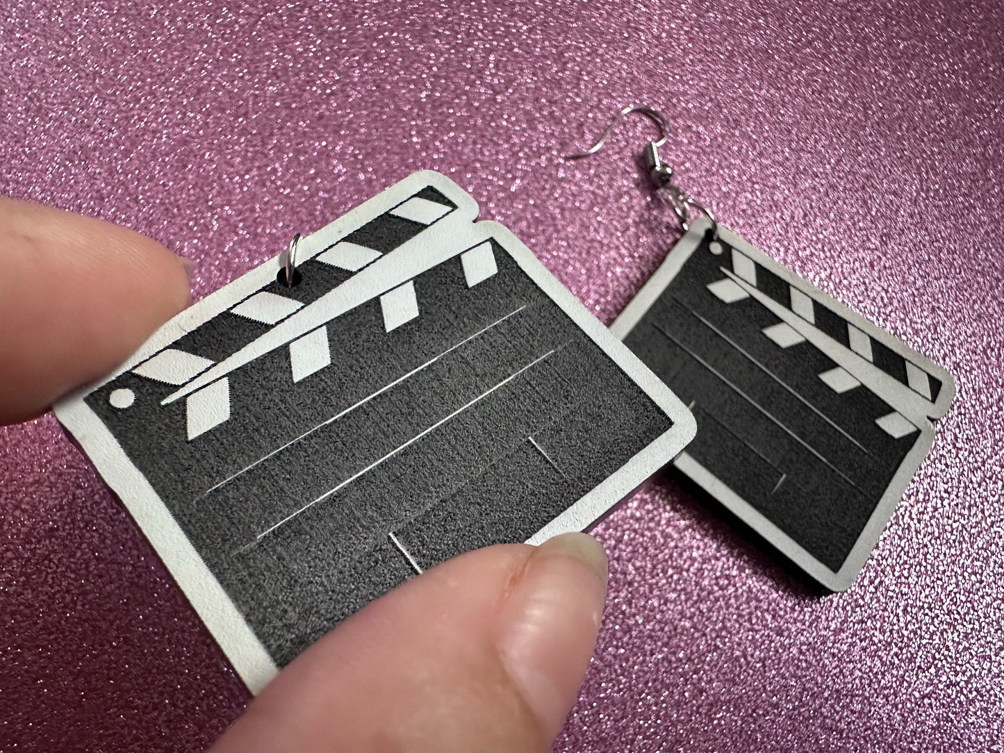 Clapper Board Earrings: Laser Cut Acrylic Video Director Earrings, Film, Video Camera, Movies, Cinema, Rolling, Best Gifts for Her/Him/Them