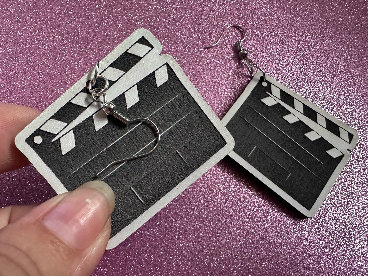 Clapper Board Earrings: Laser Cut Acrylic Video Director Earrings, Film, Video Camera, Movies, Cinema, Rolling, Best Gifts for Her/Him/Them