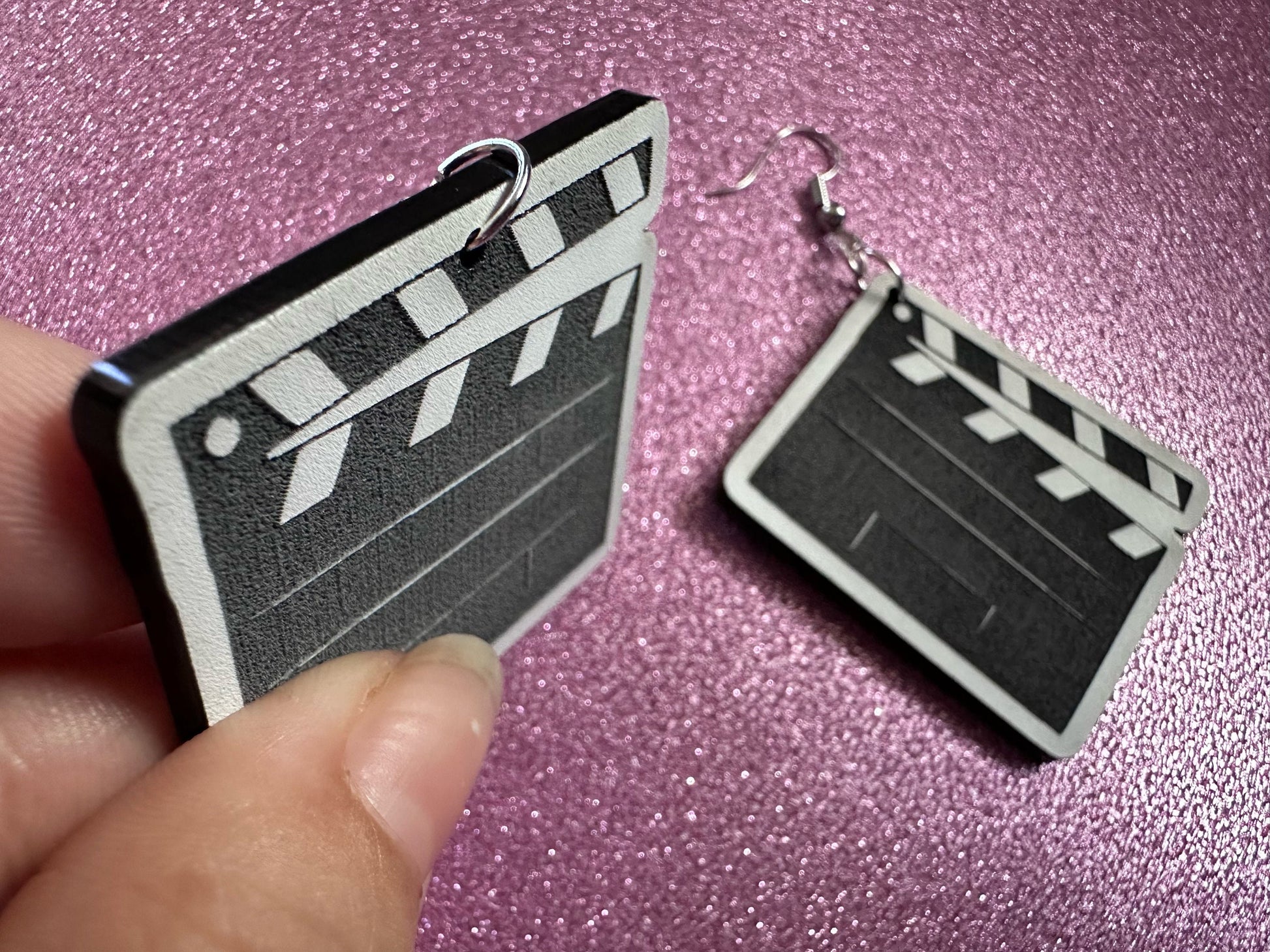 Clapper Board Earrings: Laser Cut Acrylic Video Director Earrings, Film, Video Camera, Movies, Cinema, Rolling, Best Gifts for Her/Him/Them