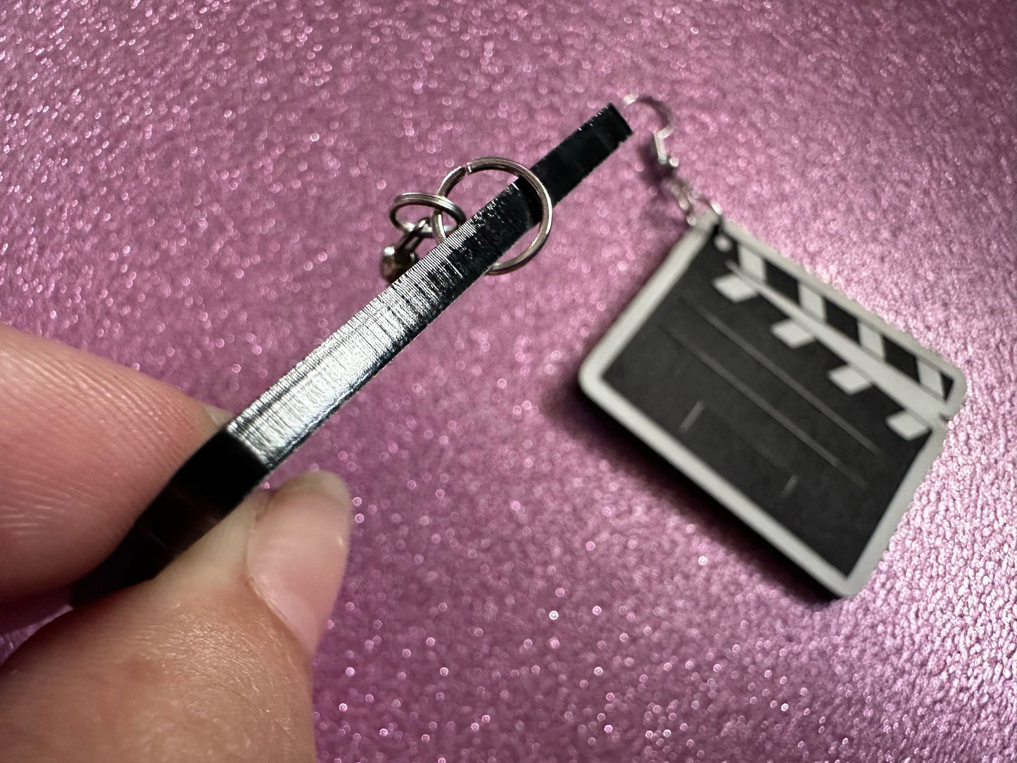 Clapper Board Earrings: Laser Cut Acrylic Video Director Earrings, Film, Video Camera, Movies, Cinema, Rolling, Best Gifts for Her/Him/Them