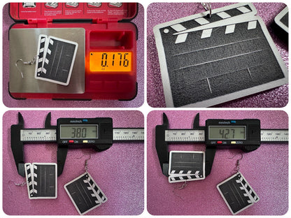 Clapper Board Earrings: Laser Cut Acrylic Video Director Earrings, Film, Video Camera, Movies, Cinema, Rolling, Best Gifts for Her/Him/Them
