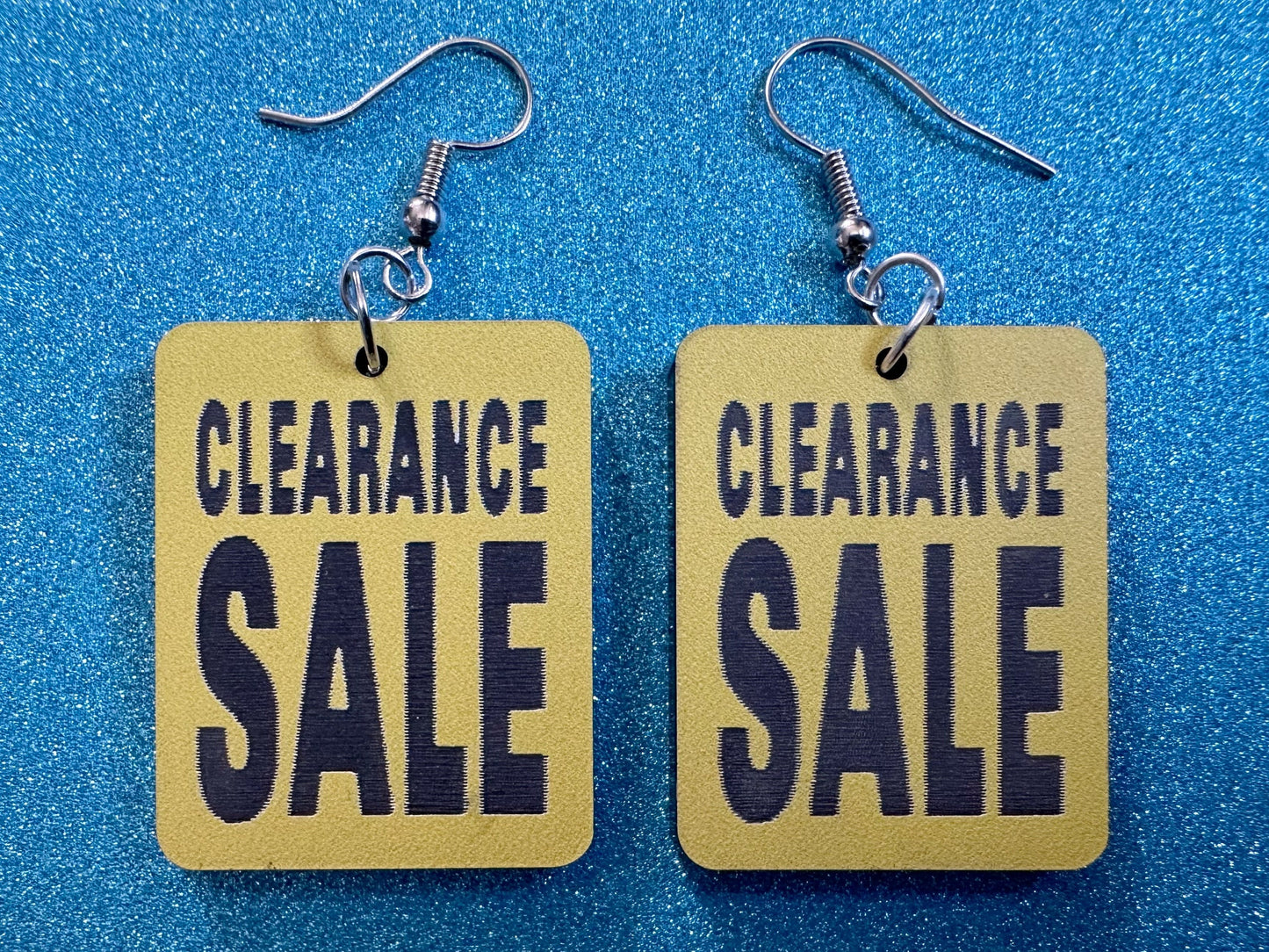 Clearance Sale Sign Earrings: Laser Cut Acrylic Signs, Shopping, Shop, Black and Yellow Sign, Discount, Best Gifts for Her/Him/Them
