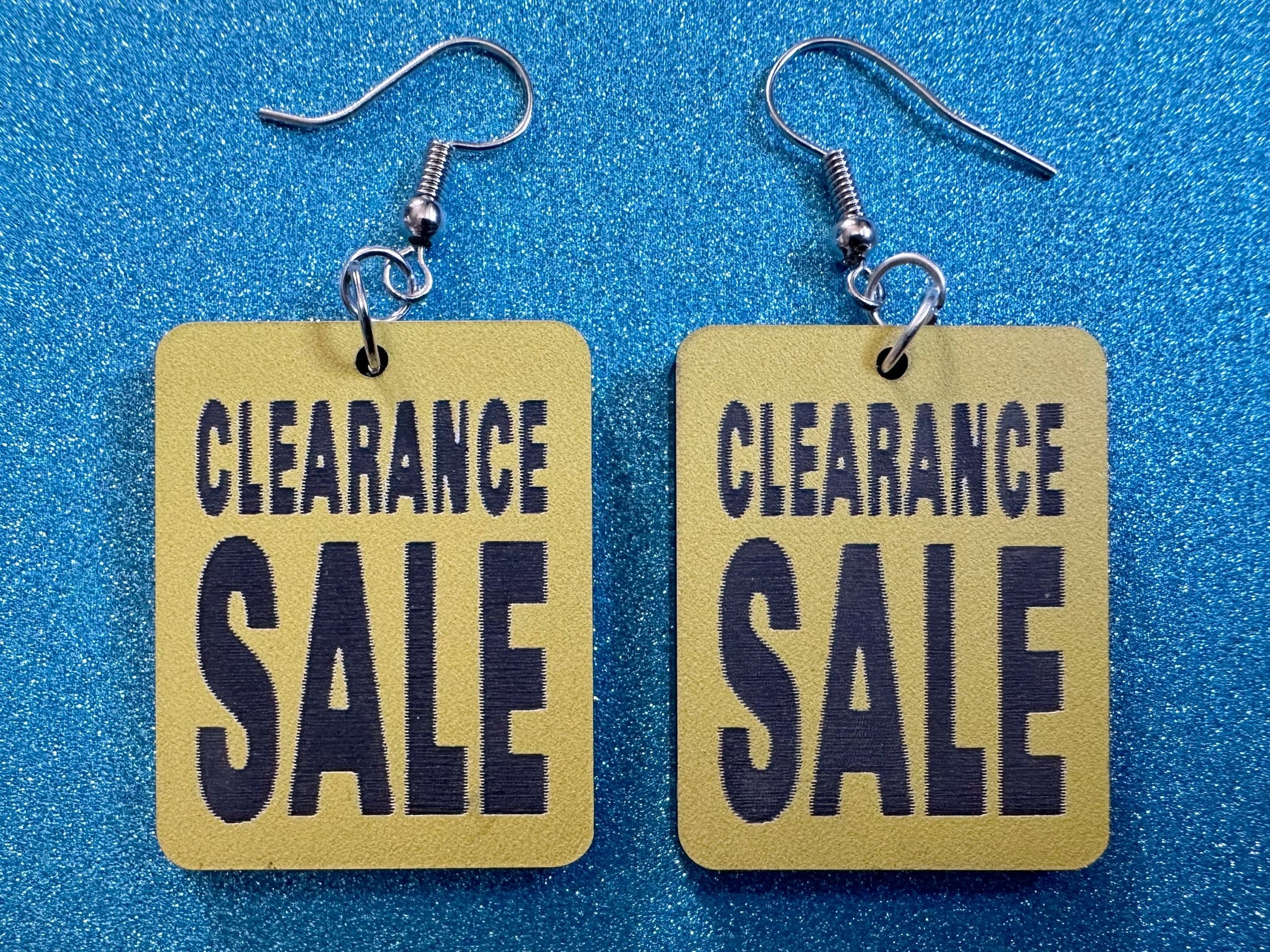 Clearance Sale Sign Earrings: Laser Cut Acrylic Signs, Shopping, Shop, Black and Yellow Sign, Discount, Best Gifts for Her/Him/Them