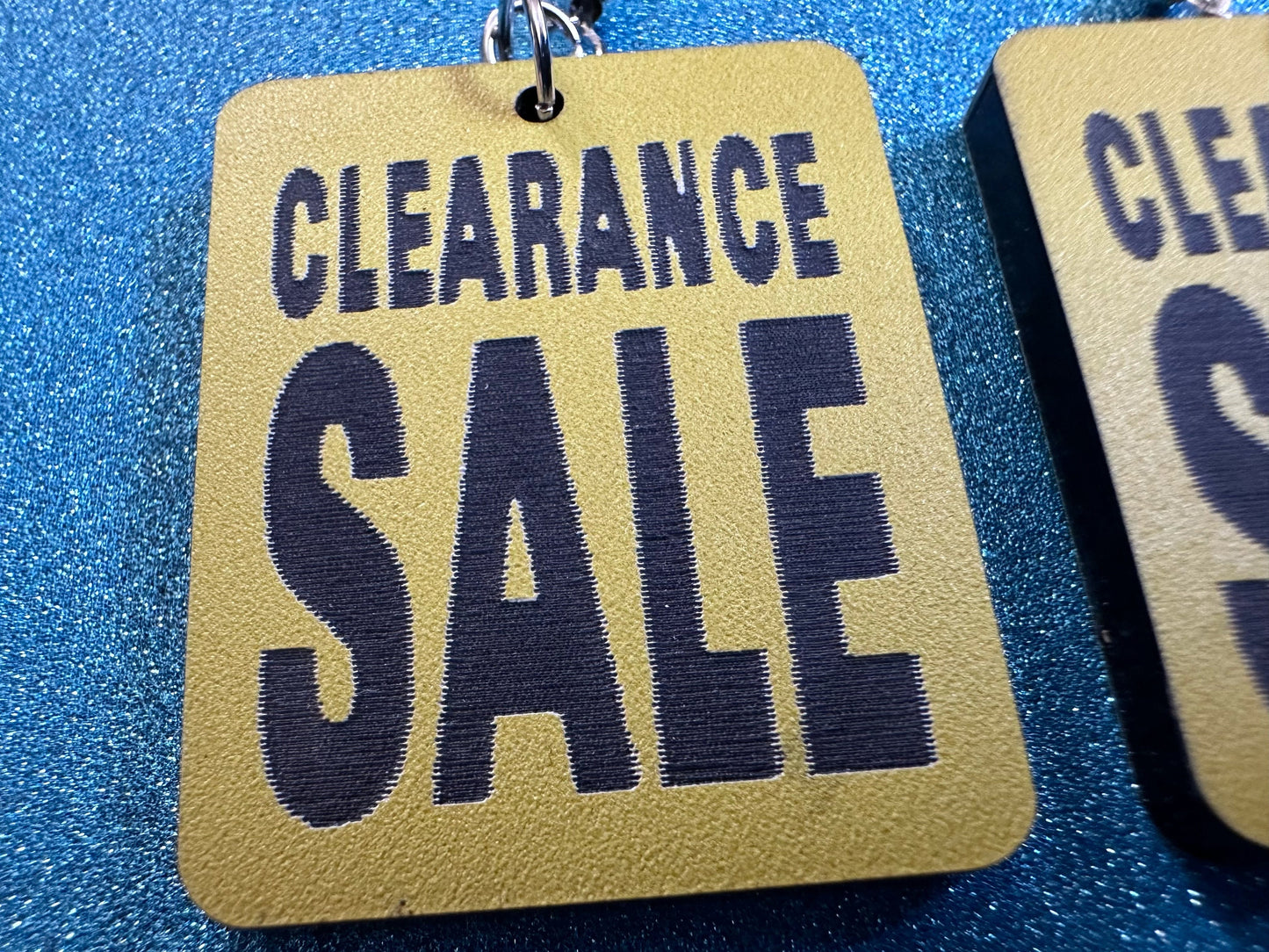 Clearance Sale Sign Earrings: Laser Cut Acrylic Signs, Shopping, Shop, Black and Yellow Sign, Discount, Best Gifts for Her/Him/Them