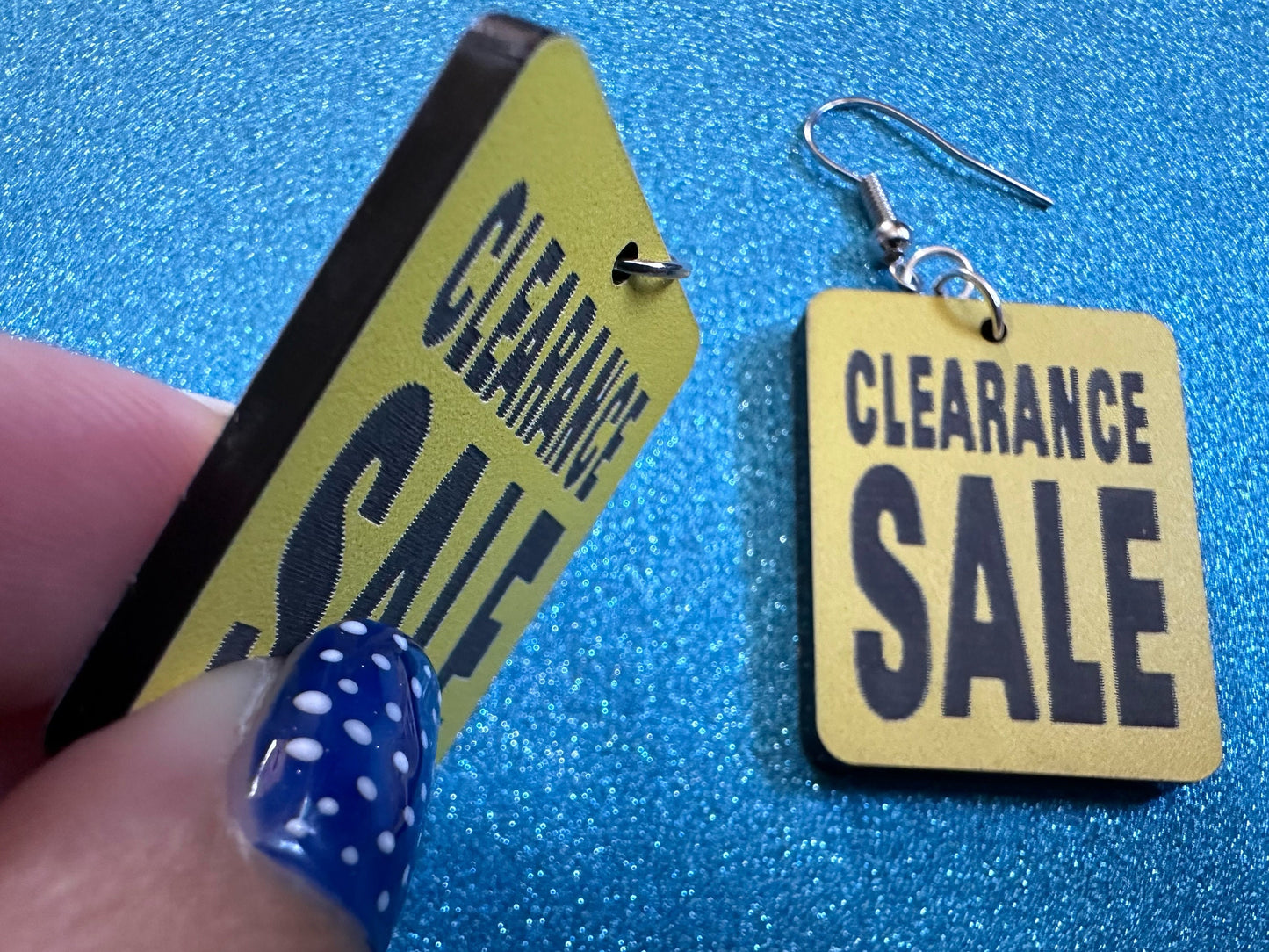 Clearance Sale Sign Earrings: Laser Cut Acrylic Signs, Shopping, Shop, Black and Yellow Sign, Discount, Best Gifts for Her/Him/Them