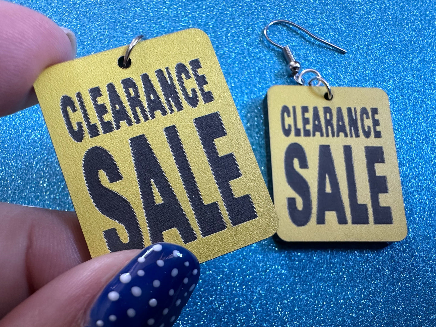 Clearance Sale Sign Earrings: Laser Cut Acrylic Signs, Shopping, Shop, Black and Yellow Sign, Discount, Best Gifts for Her/Him/Them