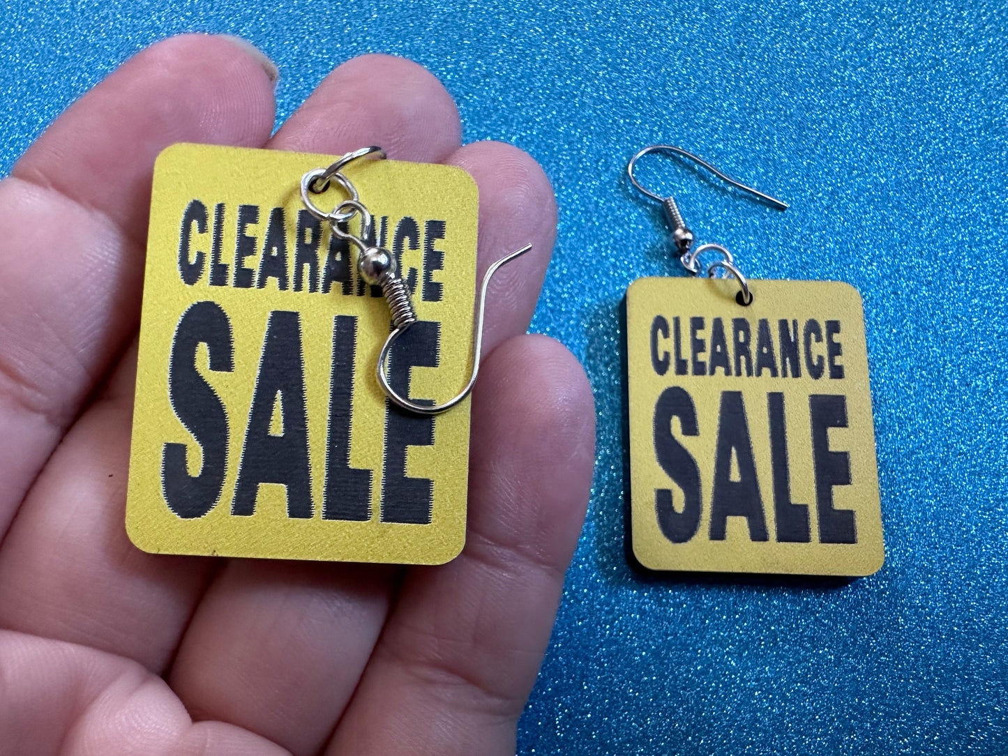 Clearance Sale Sign Earrings: Laser Cut Acrylic Signs, Shopping, Shop, Black and Yellow Sign, Discount, Best Gifts for Her/Him/Them