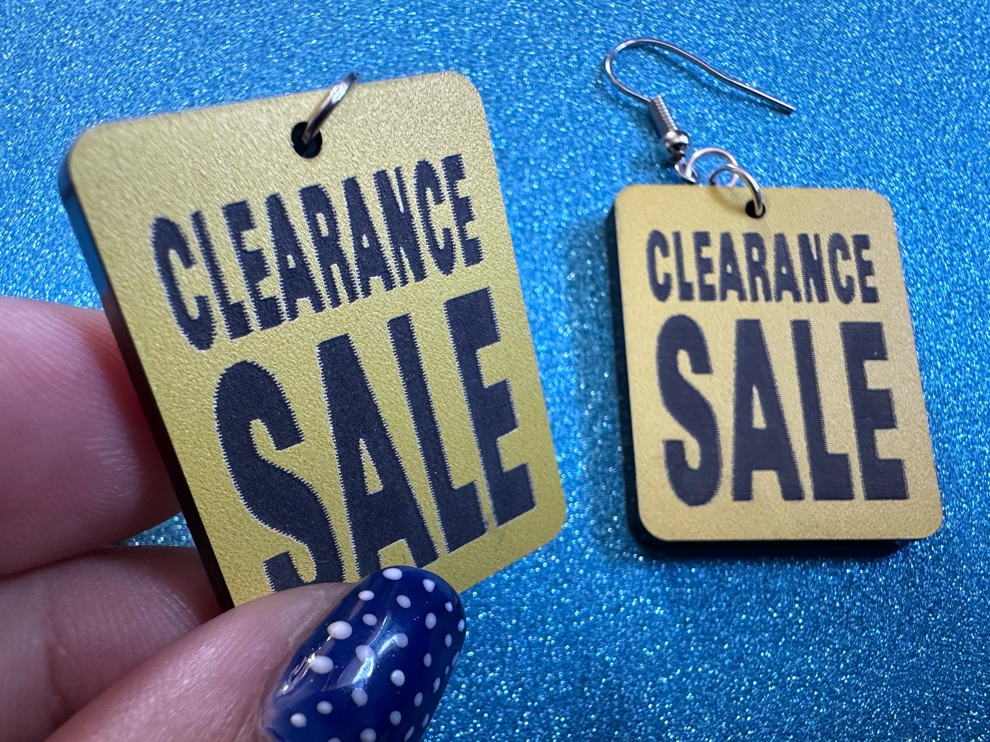 Clearance Sale Sign Earrings: Laser Cut Acrylic Signs, Shopping, Shop, Black and Yellow Sign, Discount, Best Gifts for Her/Him/Them