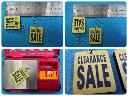 Clearance Sale Sign Earrings: Laser Cut Acrylic Signs, Shopping, Shop, Black and Yellow Sign, Discount, Best Gifts for Her/Him/Them