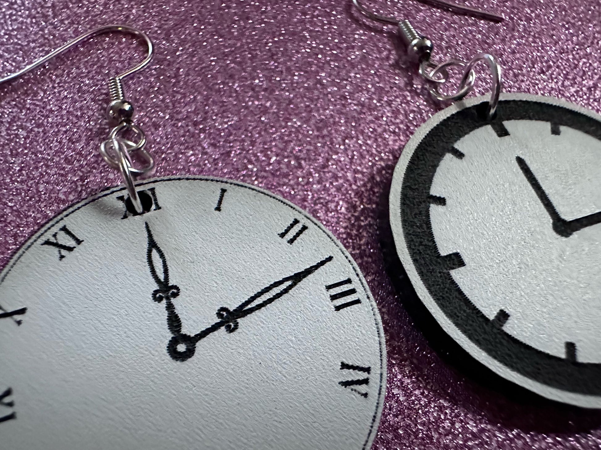 Clock Earrings: Laser Cut Acrylic Clocks, Time, Tick Tock, Novelty Earrings, Cosplay Earrings, Ticking, Best Gifts for Her/Him/Them