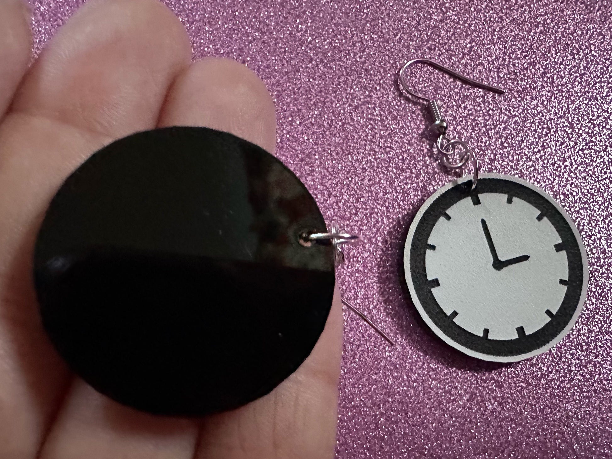 Clock Earrings: Laser Cut Acrylic Clocks, Time, Tick Tock, Novelty Earrings, Cosplay Earrings, Ticking, Best Gifts for Her/Him/Them