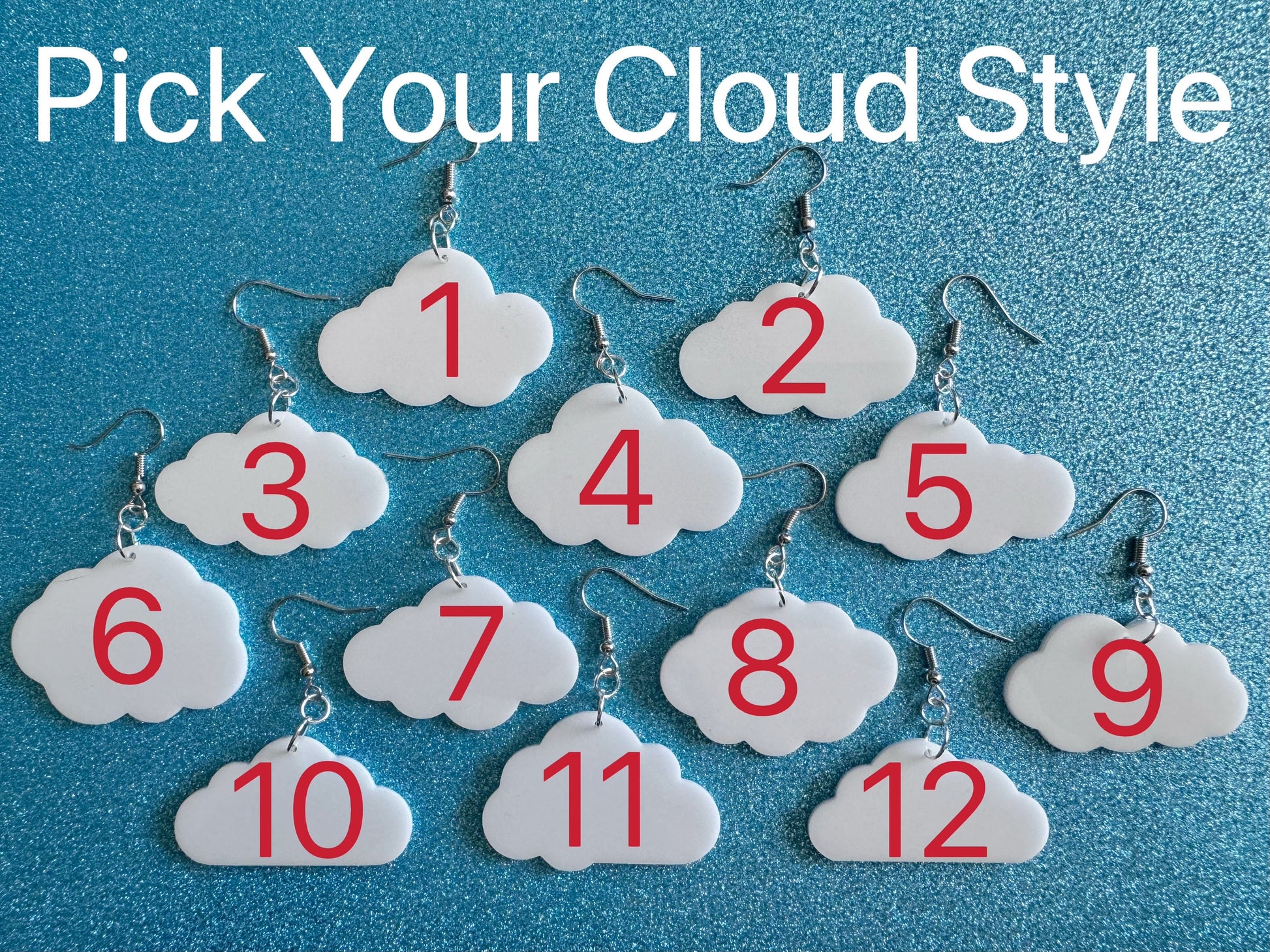 Cloud Earrings: Laser Cut Acrylic Clouds, Stormy Weather, Climate, Gifts for Her/Him/Them