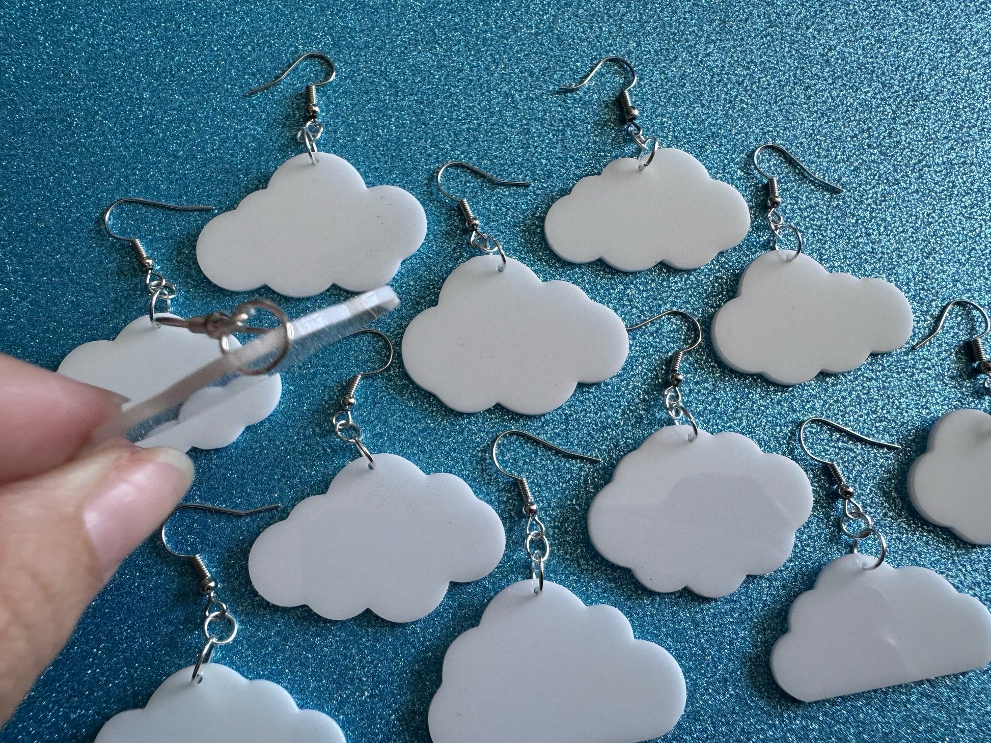 Cloud Earrings: Laser Cut Acrylic Clouds, Stormy Weather, Climate, Gifts for Her/Him/Them