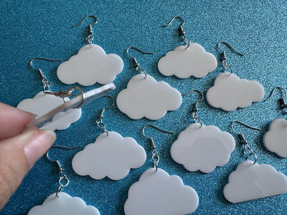 Cloud Earrings: Laser Cut Acrylic Clouds, Stormy Weather, Climate, Gifts for Her/Him/Them