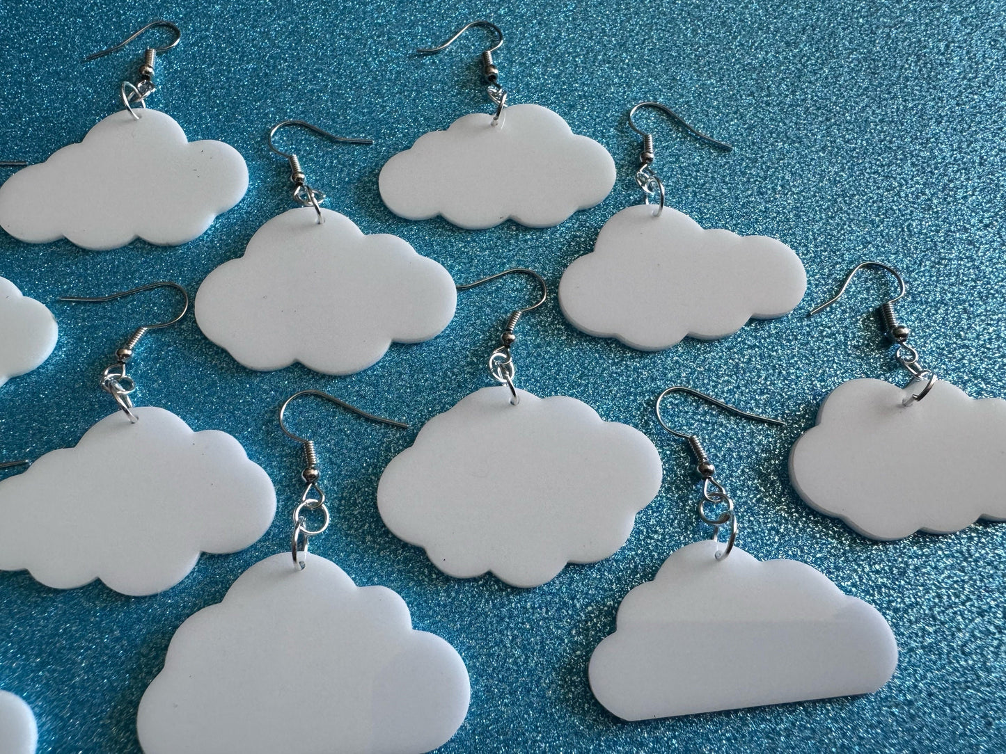 Cloud Earrings: Laser Cut Acrylic Clouds, Stormy Weather, Climate, Gifts for Her/Him/Them