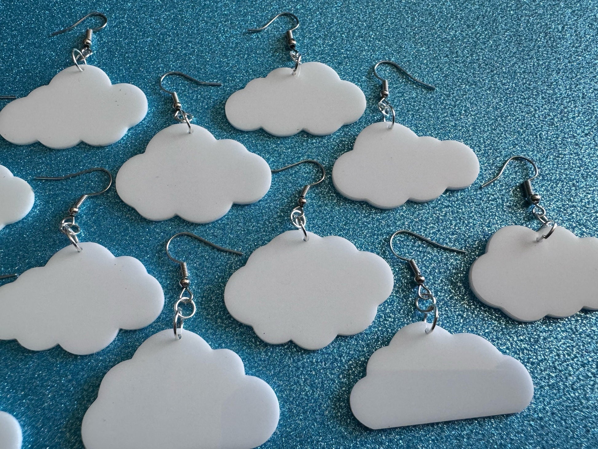 Cloud Earrings: Laser Cut Acrylic Clouds, Stormy Weather, Climate, Gifts for Her/Him/Them