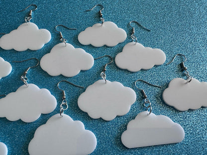 Cloud Earrings: Laser Cut Acrylic Clouds, Stormy Weather, Climate, Gifts for Her/Him/Them