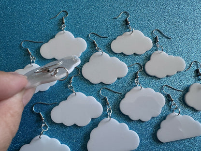 Cloud Earrings: Laser Cut Acrylic Clouds, Stormy Weather, Climate, Gifts for Her/Him/Them