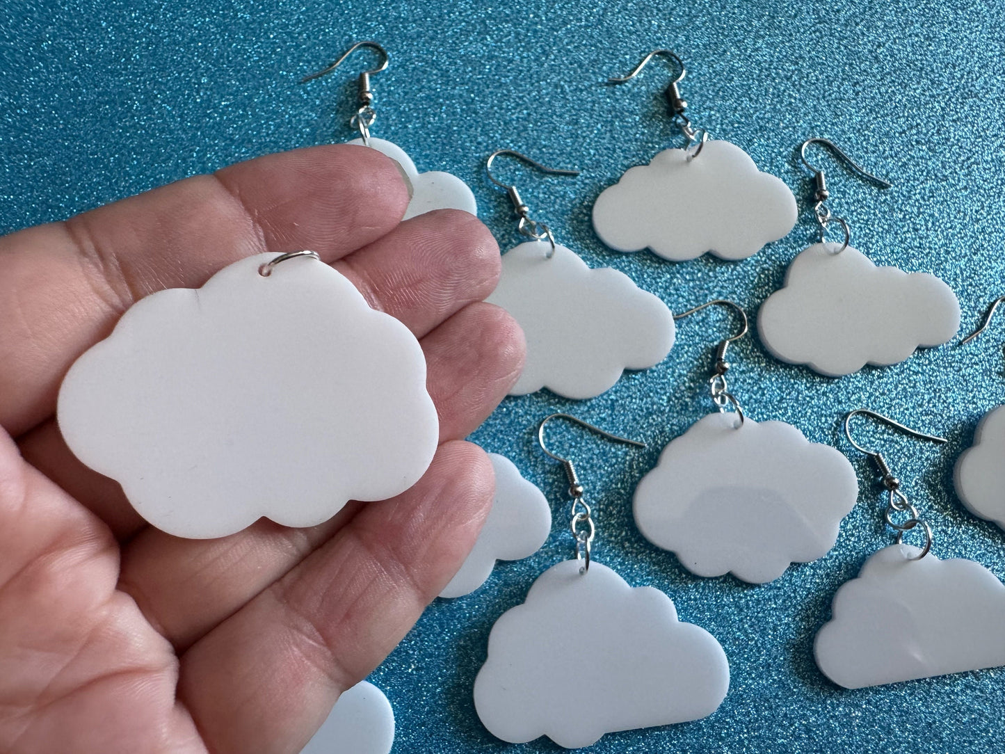 Cloud Earrings: Laser Cut Acrylic Clouds, Stormy Weather, Climate, Gifts for Her/Him/Them