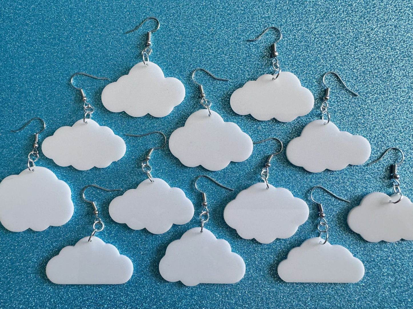 Cloud Earrings: Laser Cut Acrylic Clouds, Stormy Weather, Climate, Gifts for Her/Him/Them