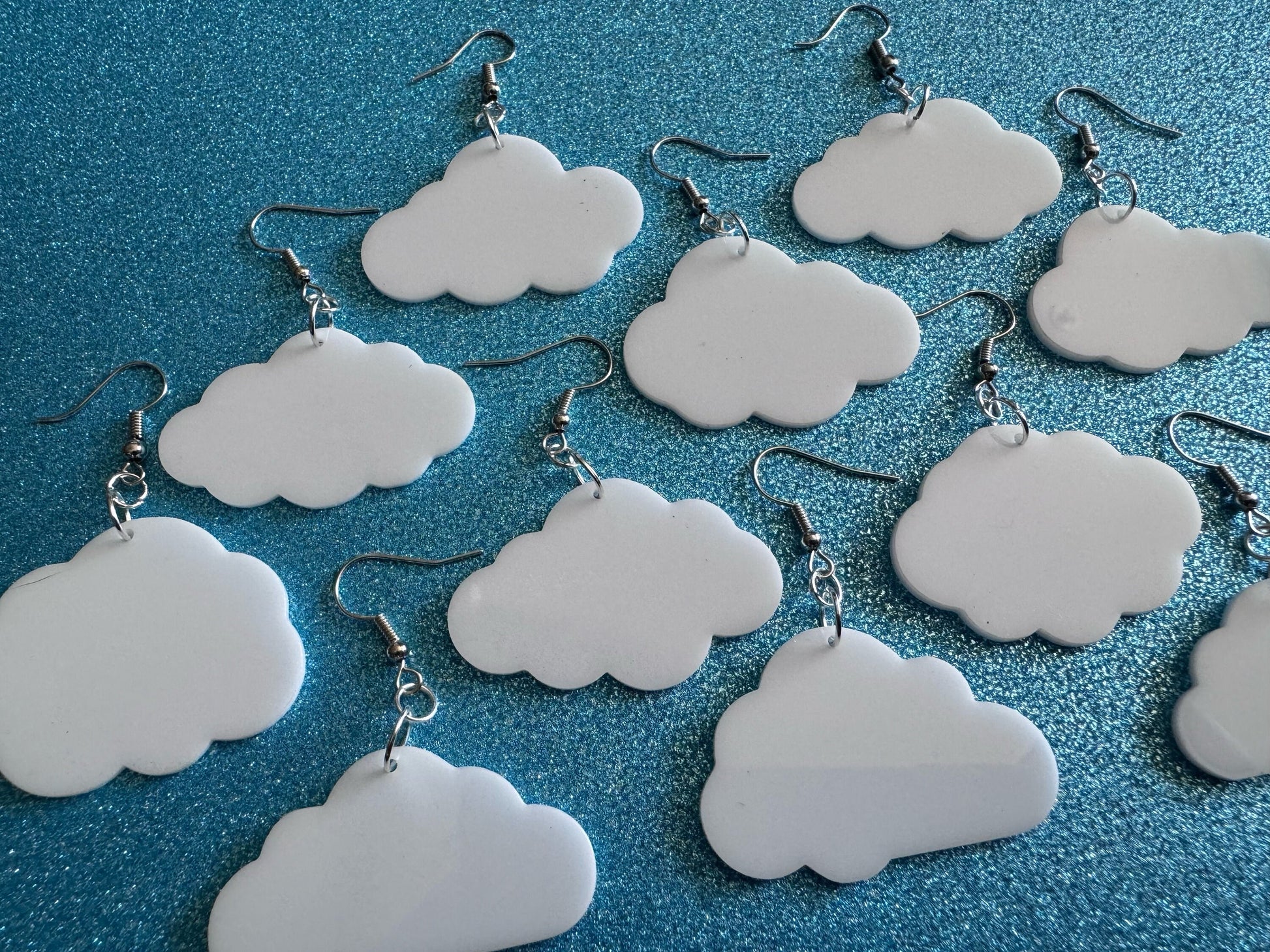 Cloud Earrings: Laser Cut Acrylic Clouds, Stormy Weather, Climate, Gifts for Her/Him/Them