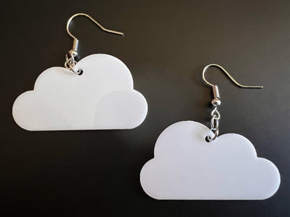 Cloud Earrings: Laser Cut Acrylic Clouds, Stormy Weather, Climate, Novely Earrings, Costume Jewelry, Best Gifts for Her/Him/Them