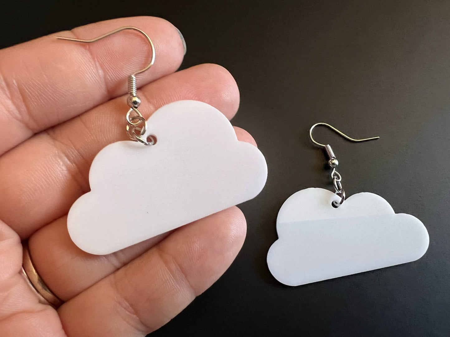 Cloud Earrings: Laser Cut Acrylic Clouds, Stormy Weather, Climate, Novely Earrings, Costume Jewelry, Best Gifts for Her/Him/Them