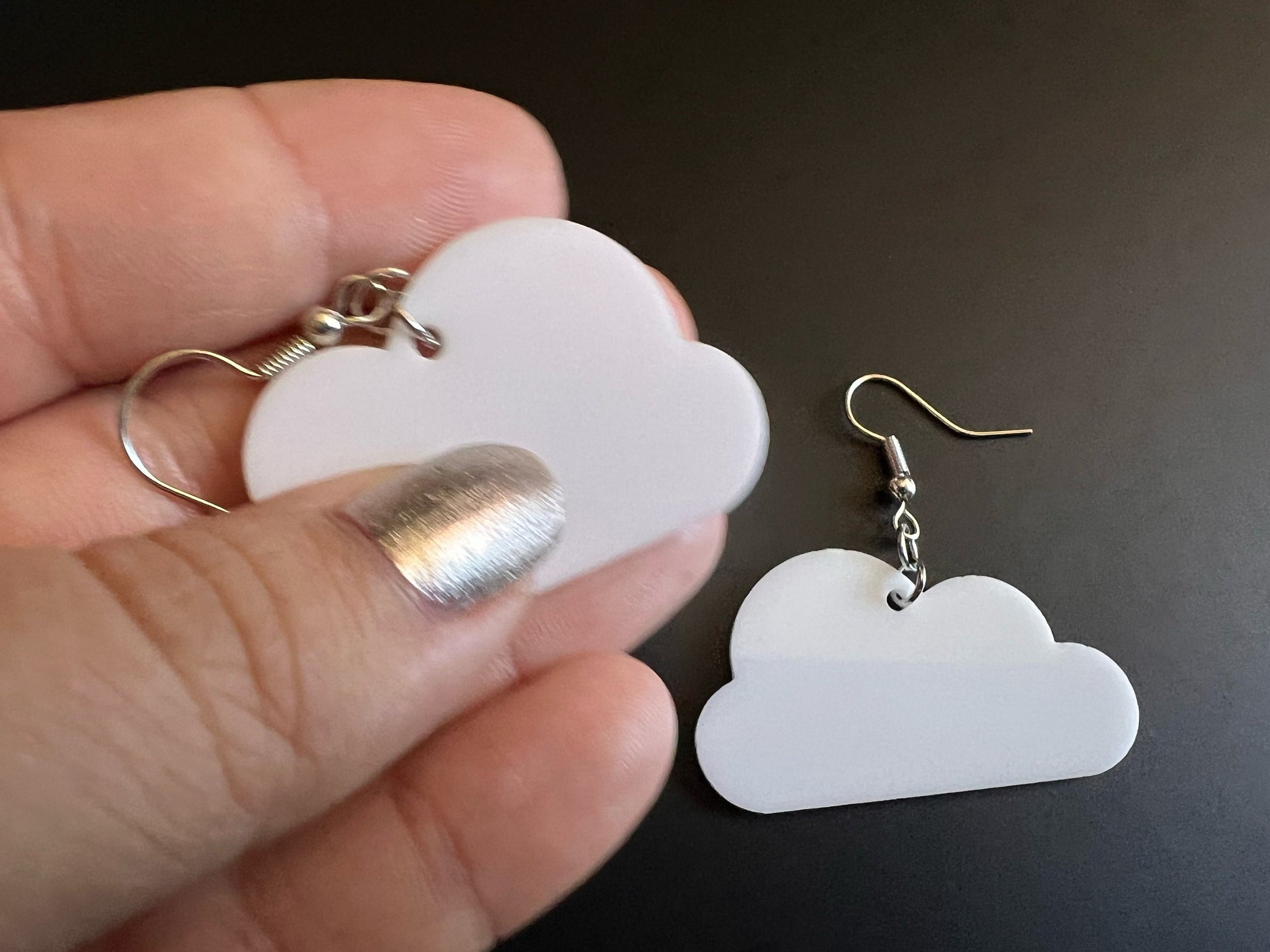 Cloud Earrings: Laser Cut Acrylic Clouds, Stormy Weather, Climate, Novely Earrings, Costume Jewelry, Best Gifts for Her/Him/Them