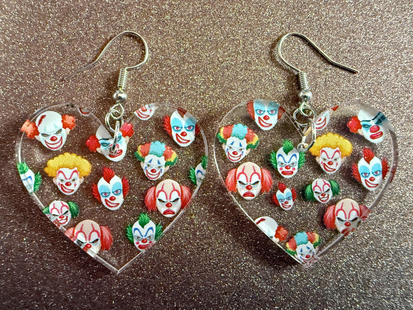 Clown Earrings: Laser Cut Acrylic Earrings, Scary Halloween Clowns, Red Nose, Spooky, Silly, Novelty Earrings, Best Gifts for Her/Him/Them
